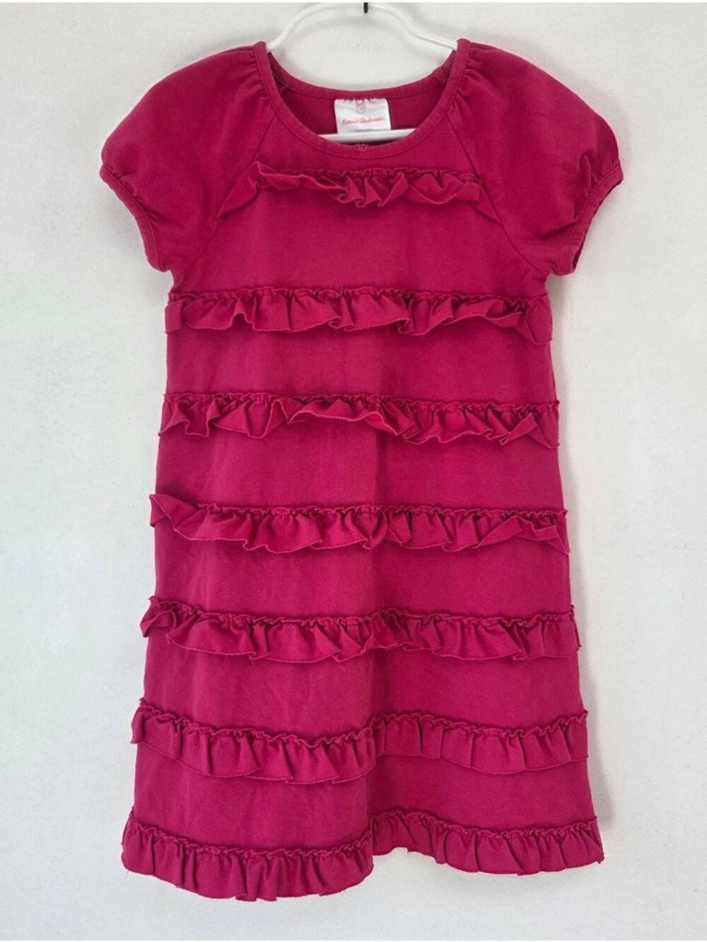 Hanna Andersson Hot Pink Tiered Ruffle Dress Casual Play Girls 4 (110 cm)